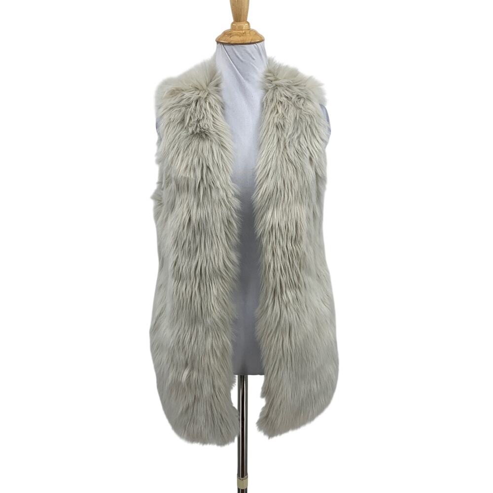 Dylan Vest Womens XS Extra Small Gray Melange Fur Super Soft Open Front Pockets